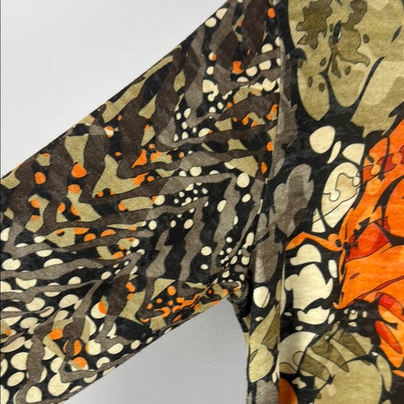 Amma Vibrant Orange and Brown Relaxed Graphic Tunic Size Medium - Picture 4 of 8